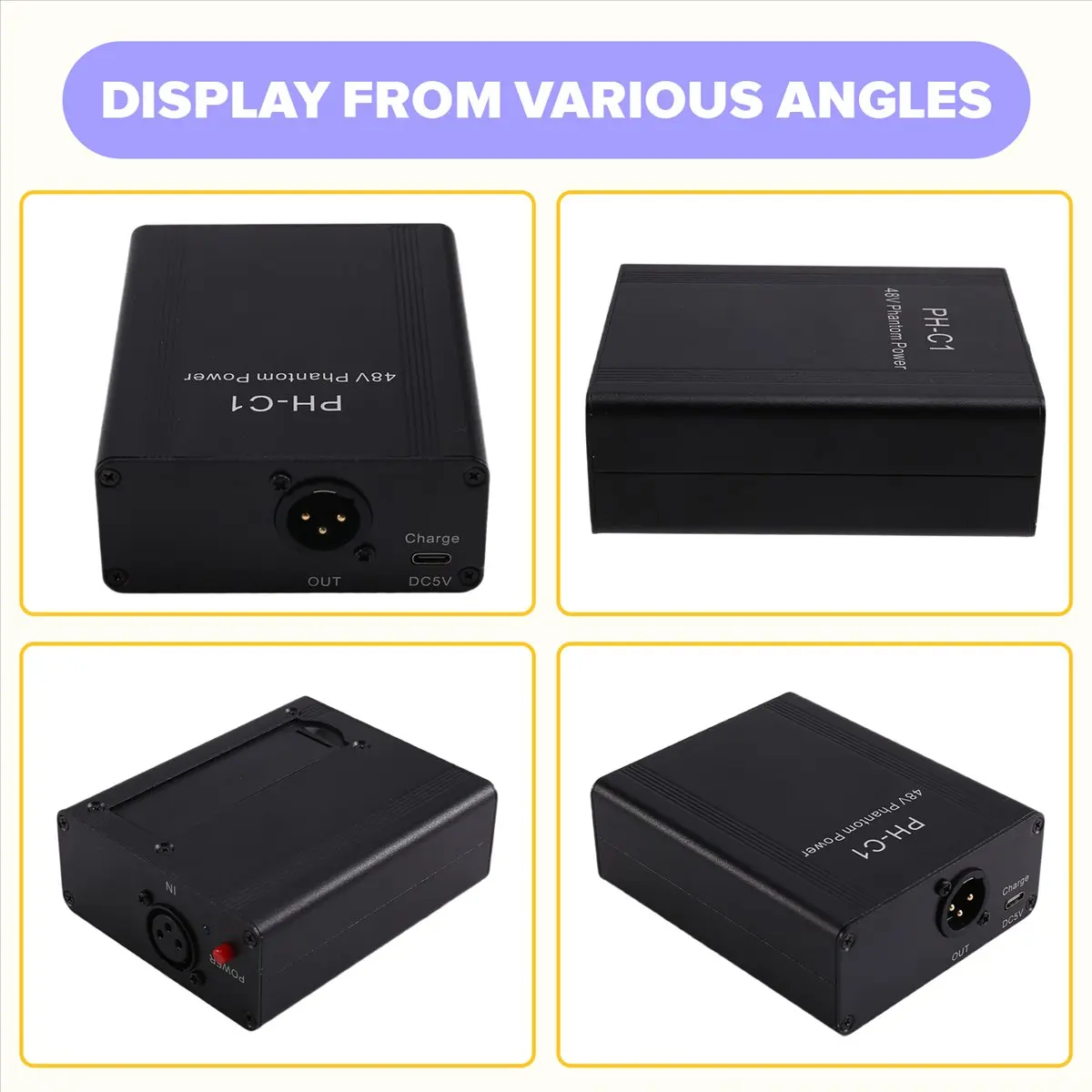 Goodprice PH-C1 Microphone Preamp 48V Phantom Power Compact High Gain Microphone Booster Microphones Music Recording Equipment B
