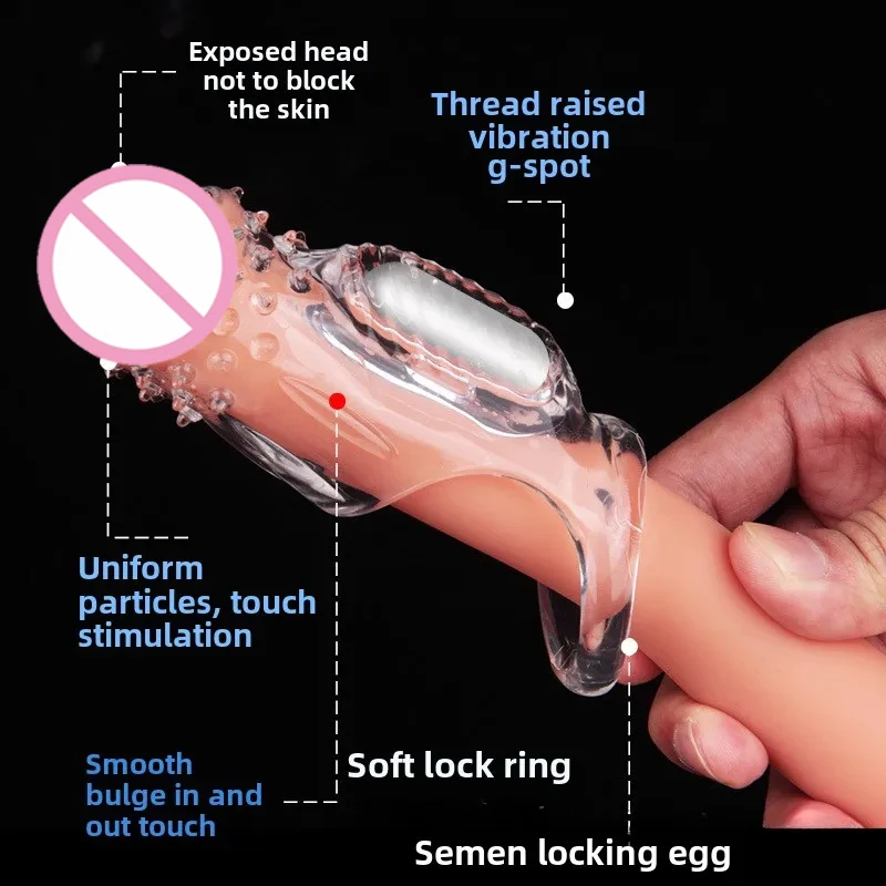 ملحقات كم القضيب الواقي الذكري توسيع الذكور تأخير الهزاز البظر مدلك خاتم الديك تهتز غطاء القضيب الجنس لعب للرجال #2