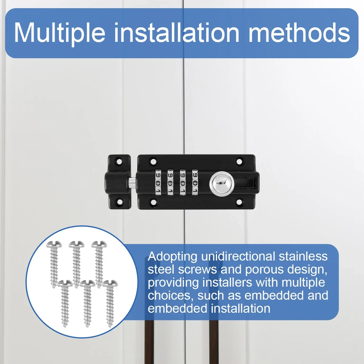 Sliding Combination Bolt Combi Bolt Latch Keyless Combination Bolt 4 Digit Pin Dial Slide Bolt for Sheds Gates Cupboards Fences