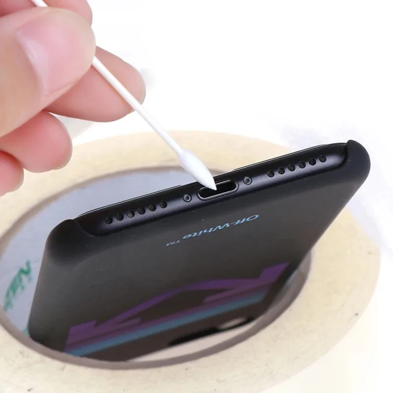 100 قطعة من أعواد التنظيف القابل للتصرف خالية من الغبار، عصا قطنية لأجهزة AirPods، ملحقات منفذ شحن الهاتف