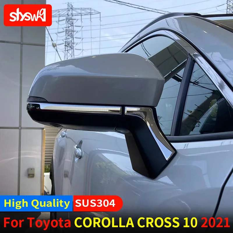 

For Toyota Corolla Cross 10 2021 2022 4 Pcs Stainless Steel Chrome Rear View Mirror Garnish Trim Car Exterior Accessories