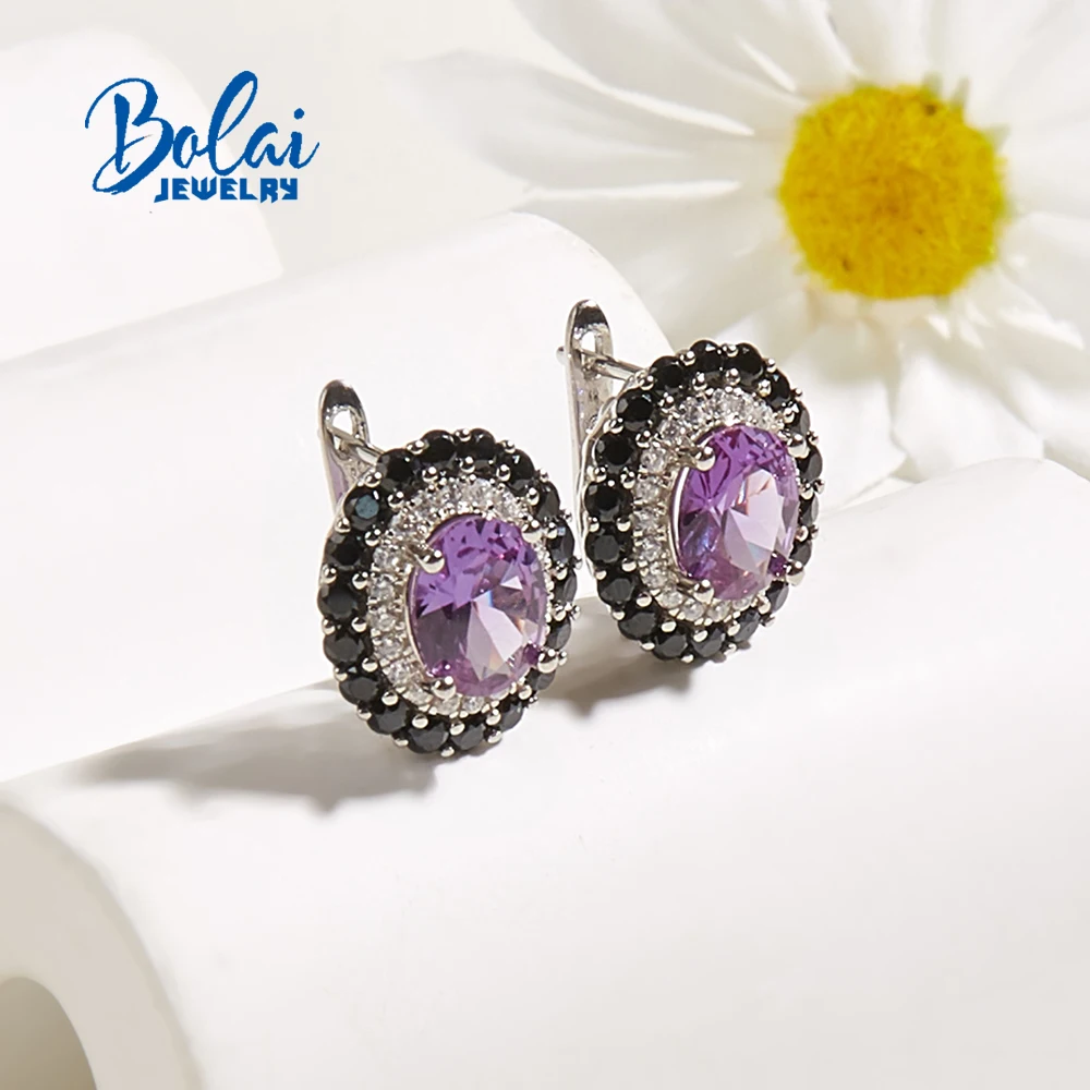 Gorgeously designed color-changing gemstone Nano Alexander Earrings  Women's S925 silver light luxury jewelry