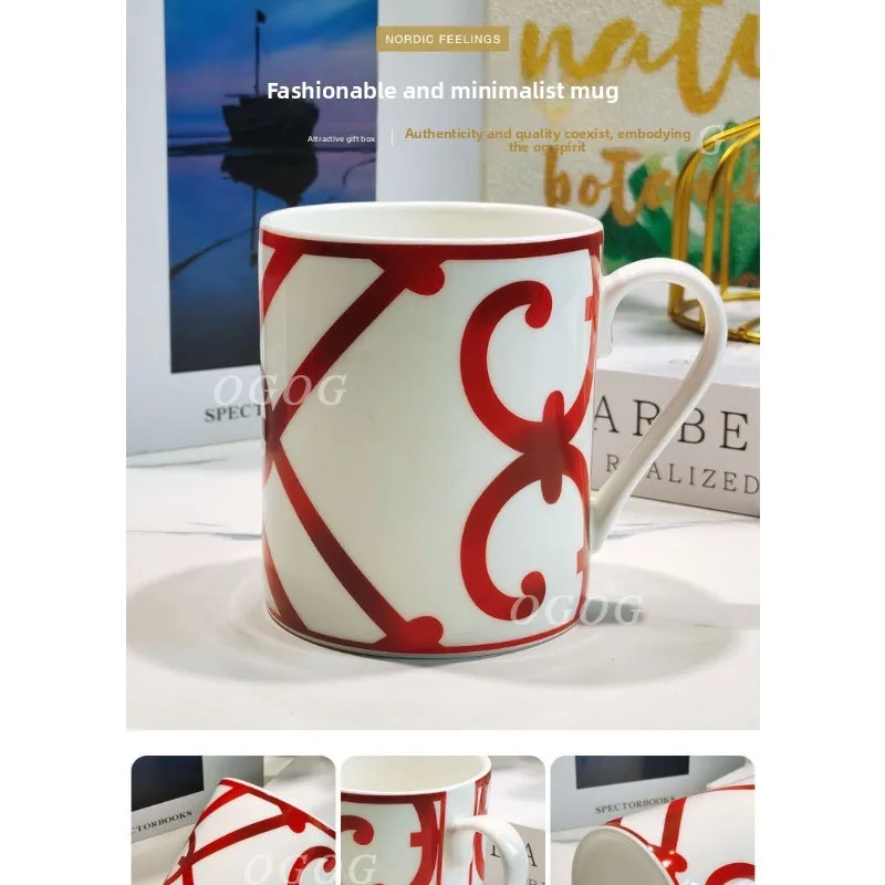 

Китайская красная минималистичная кружка из костяного фарфора, традиционная китайская ретро-роскошная кофейная чашка в подарочной упаковке, идеальный вариант подарка