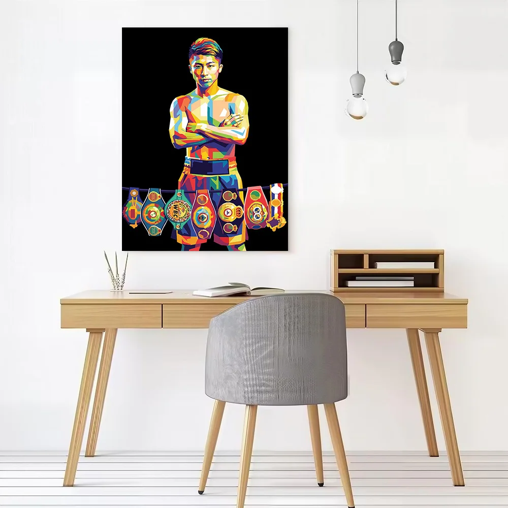 Boxing Champion With Championship Belts Poster Canvas Wall Art Personalized Print Modern Painting Perfect Gift for Bedroom Mural