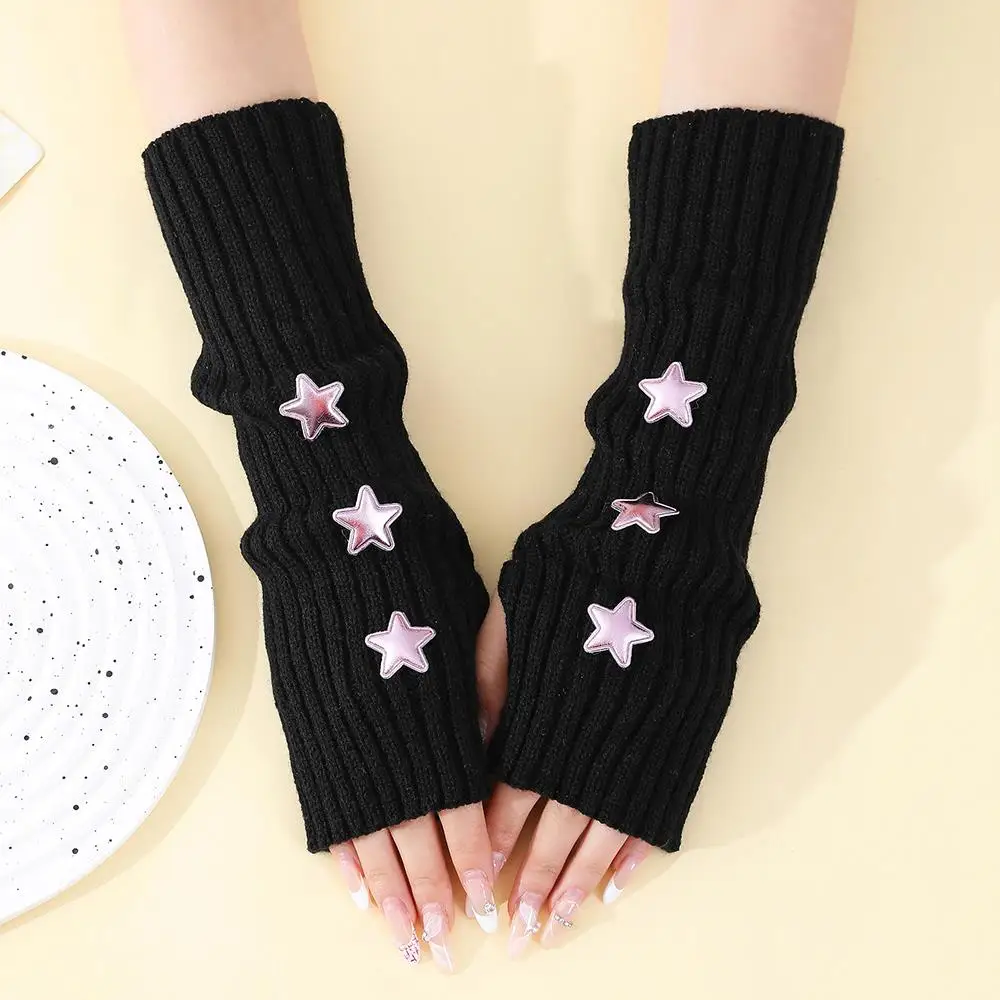 Sarung Tangan Goth Y2k Sarung Tangan Tanpa Jari Wanita Musim Dingin Hangat Lengan Rajutan Penghangat Lengan Sarung Tangan Halus Kasual Lembut Punk Sarung Tangan Gotik