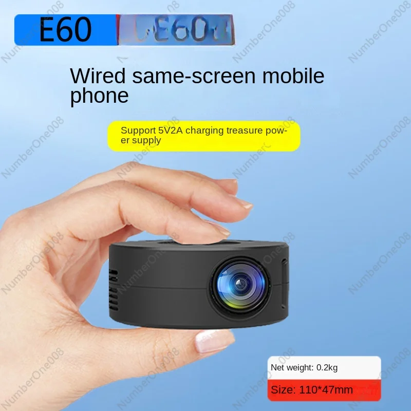 Mini Projector E60 Small Wired Same Screen Projector Household Portable Mini Projector