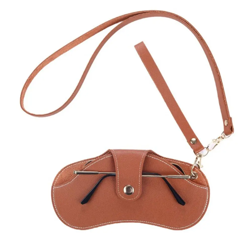 Eyewear Protector Hanging Neck Sunglasses Case With Buckle Wrist PU Leather Glasses Case Spectacle Case Eyewear Cover