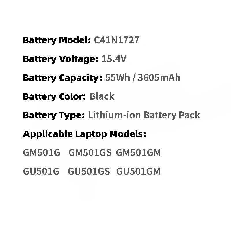 ノートパソコンのバッテリー C41N1727 15.4V 3605mAh ASUS ROG Zephyrus GM501GS GU501 GU501GM GM501 GM501G GM501GM シリーズ真新しい