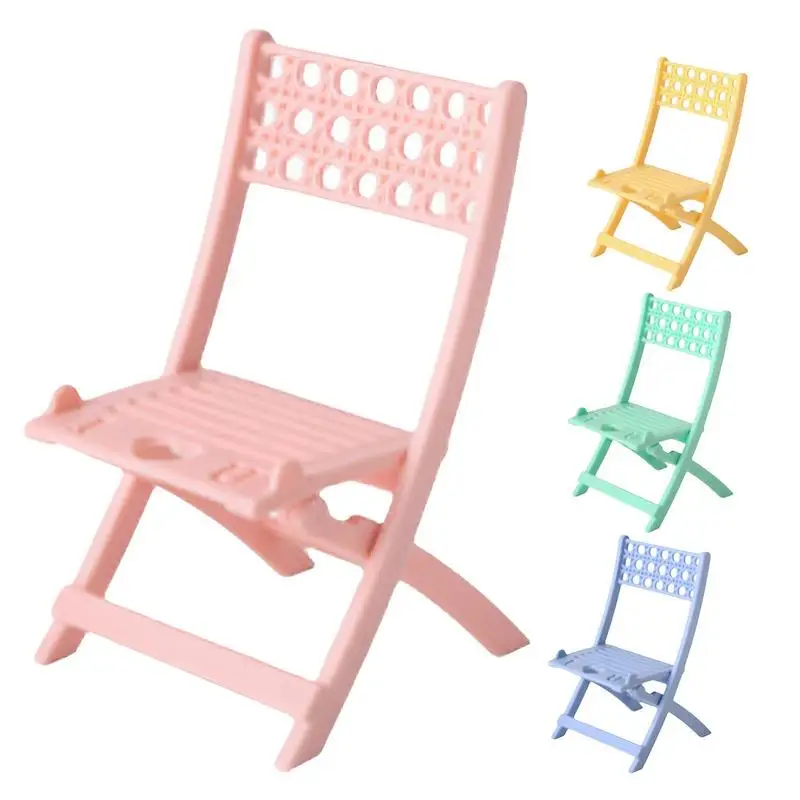 Multi Angle Universal Stand Foldable Mini Chair Model Phone Holder Multi Functional Desktop Tools Rack Home Decoration Accessory