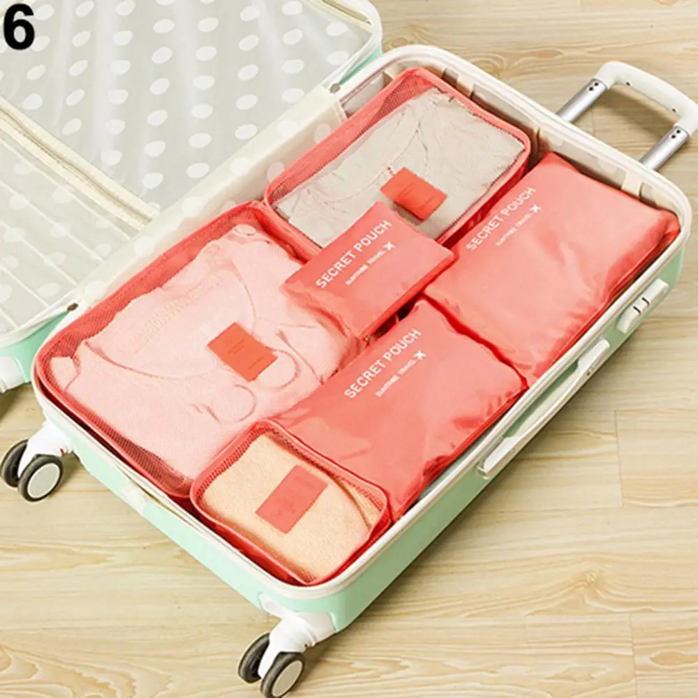 Suitcase Bag Portable Organizer 6 Pcs Travel Storage Bags Large Capacity Luggage