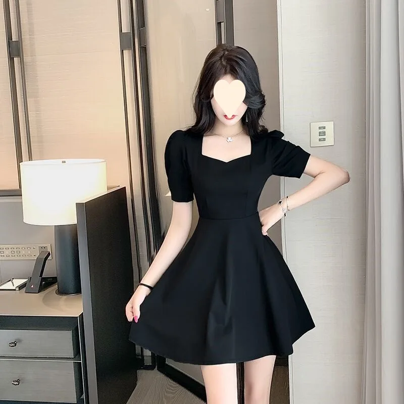 Elegant Slimming Short Sleeve Dress Casual Loose-fit A- line Skirt Waist-fitted Fashionable Summer Dress