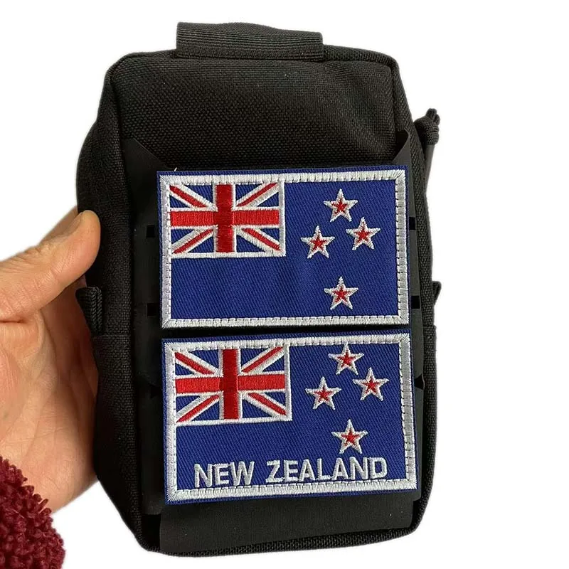 New Zealand Flag  Silver Fern Embleem Flag Fabric Applique Embroidery Hook and Loop Patch,Tactical Badges Stickers on Backpack