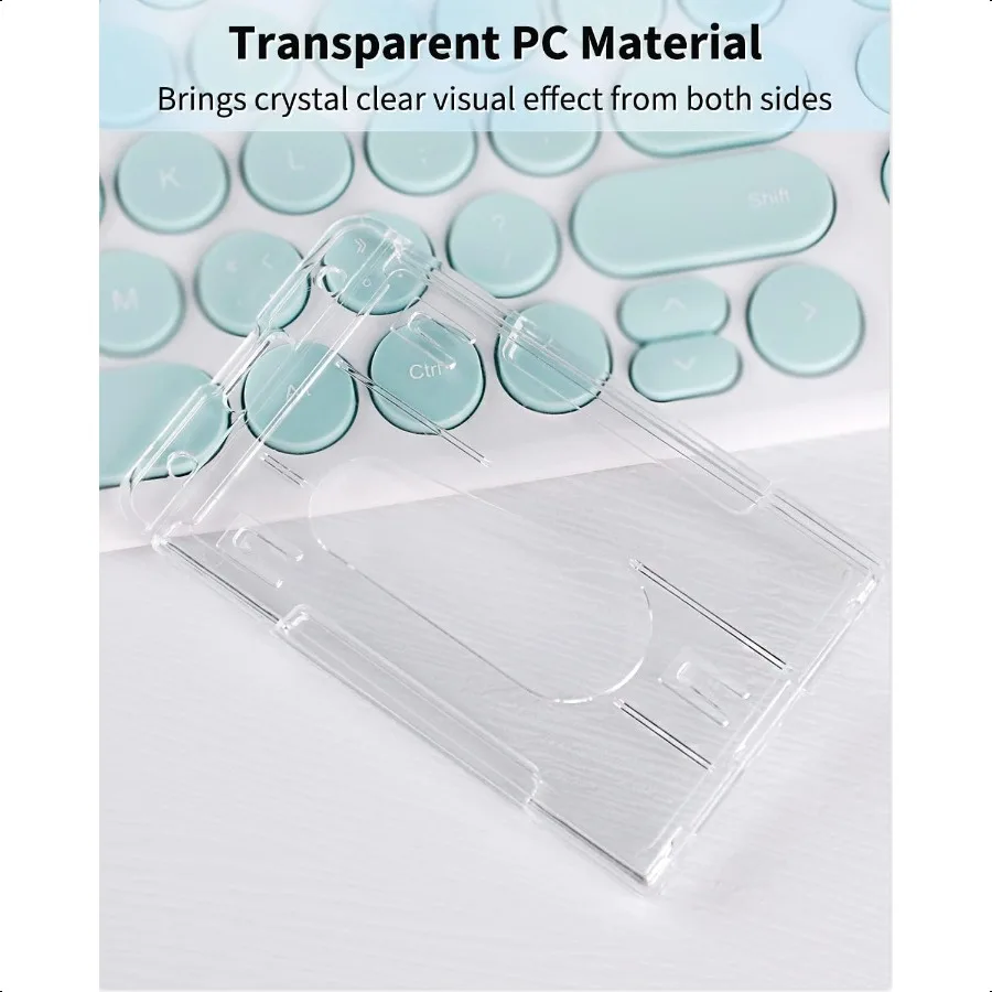 2 Pack Vertical 2Card Badge Holder with Thumb Slot Hard Transparent PC Case Protector for Office School IDs Credit Cards Driver