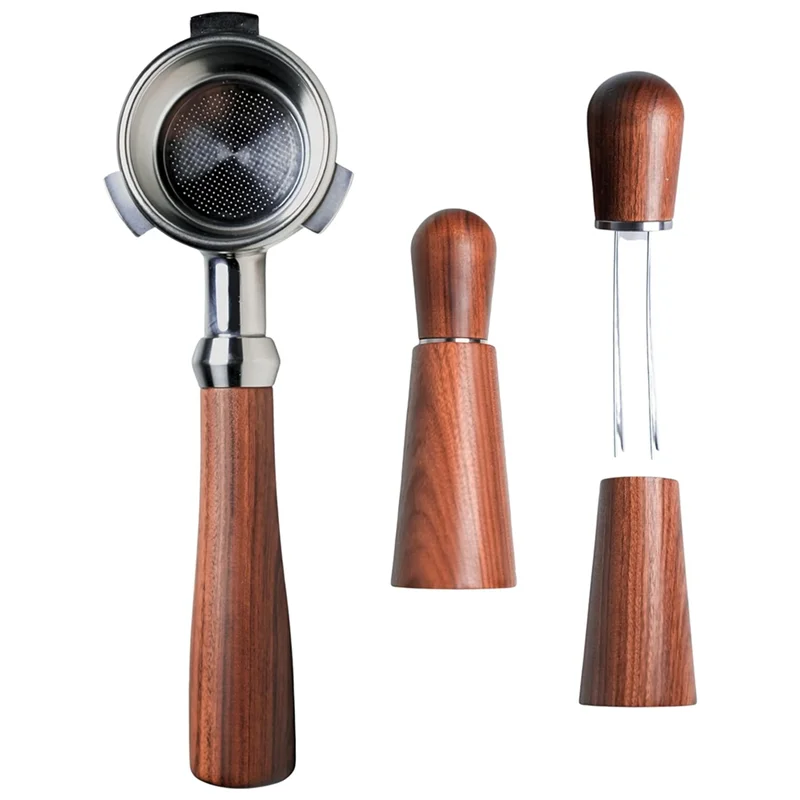 54mm Bottomless Portafilter Paired with Wdt Tool - Enhance Espresso Brewing Replacement Filter Basket Coffee Accessories-A70Z