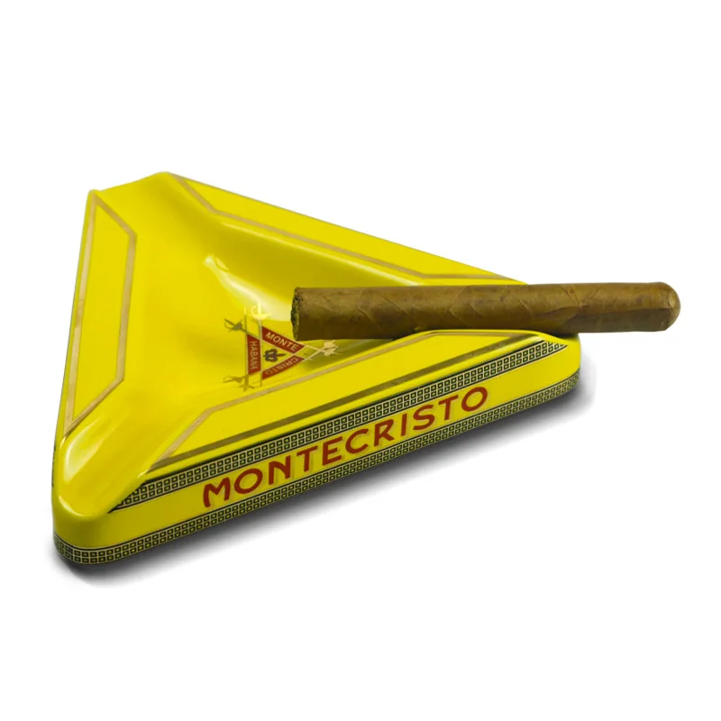 Cigar Ashtray Triangle- Large Rest Outdoor Cigars Ashtray for Patio Outside Indoor Ashtray (Yellow)