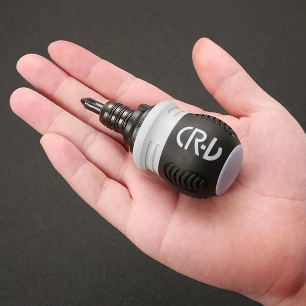 Ratchet Screwdriver Short Handle Cross Groove Drill Head Telescopic Detachable Steel Screw Driver Repair Hand Tools