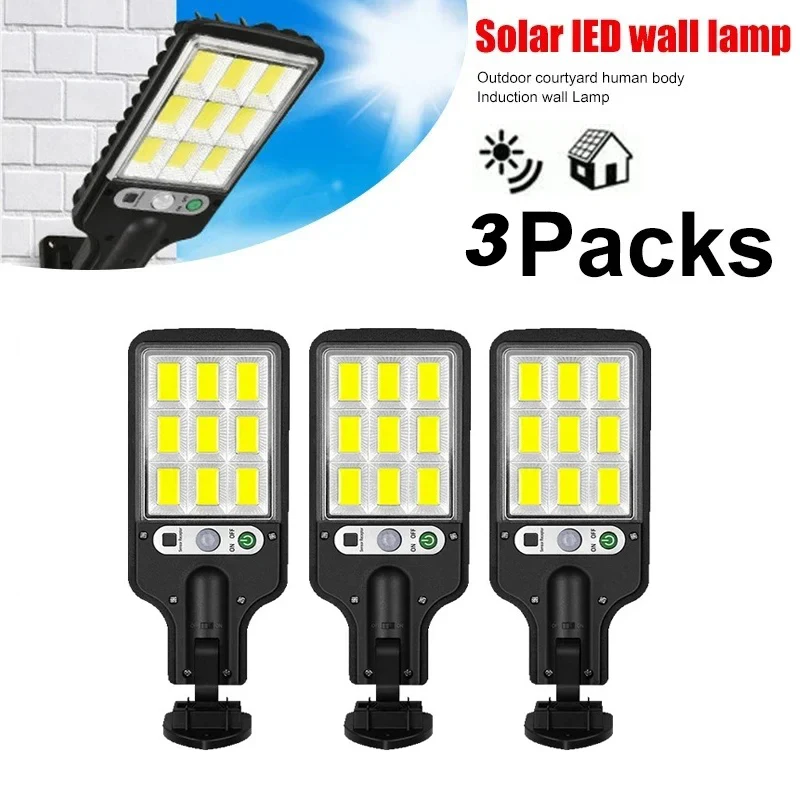 Outdoor Solar Wall Led Light with Human Body Motion Sensor 3 Modes Garden Terrace Garage Courtyard Waterproof Street Lighting