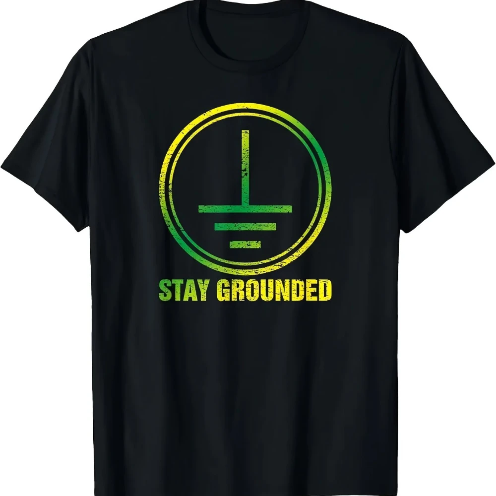 Camiseta Gráfica para Técnico Eléctrico Stay Grounded, Ropa para Técnico de Puesta a Tierra, Camisa de Trabajo Resistente con Circuito Verde Neón Intenso