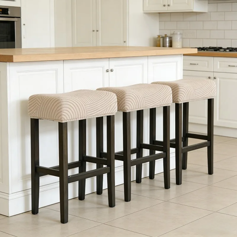 Jacquard Bar Stool Cover Removable Square Counter Height Stool Slipcover Stretch Bar Chair Seat Protector for Home Kitchen Pub