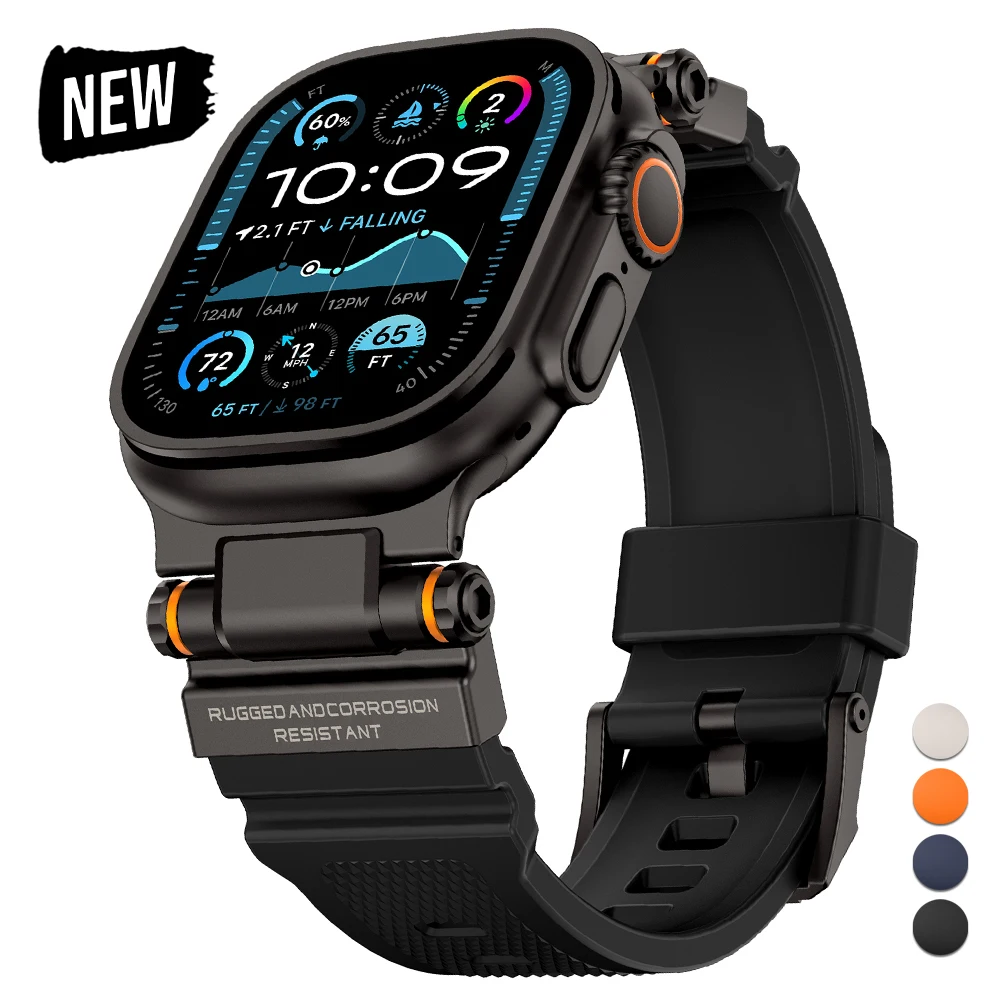

Силиконовый спортивный ремешок для Apple Watch Band Ultra 2 49 мм серии 10 46 мм 9 8 7 45 мм Роскошный резиновый браслет для 6 5 4 SE 44 мм Correa
