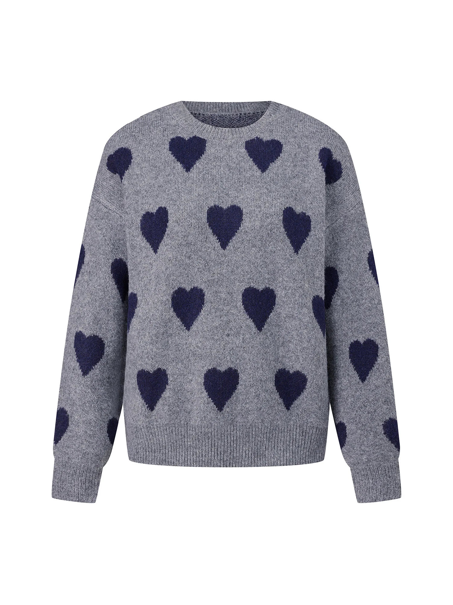 

Women s Knit Sweater Fashionable Heart Pattern Long Sleeve Round Neck Knitwear Pullover for Autumn Winter Daily Office Wear