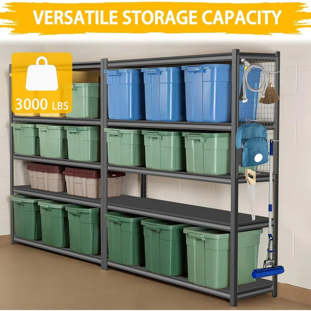 Unit Rak Berdiri 3020LBS 72" T x 48′′W x 20" D, Unit dan Penyimpanan Rak Garasi Tugas Berat, Rak Logam 5 Tingkat, Penyimpanan