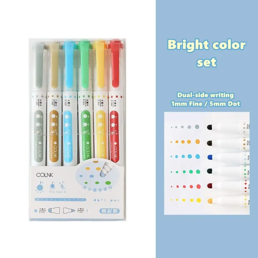 Candy Color Student Stationary Drawing Office School Supplies Dots Highlighter Set Painting Fluorescent Pen Graffiti Pen