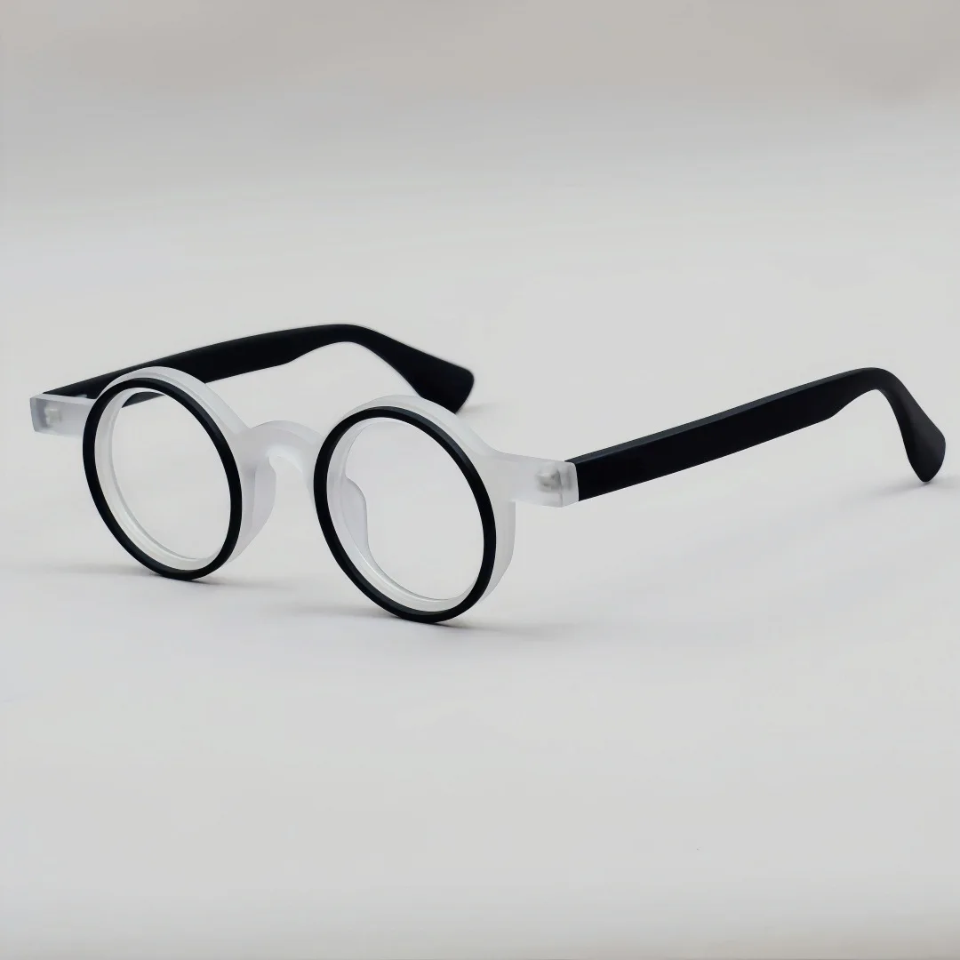ALICIA Mode Retro Runde Vollformat Kleine Größe Brillen Luxus Acetat Spektakel Optische Verordnung Rahmen Mann Frau – Detail 5