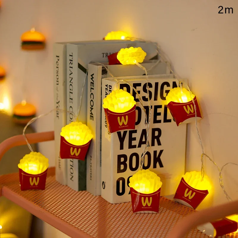 led Hamburger Light String Ice Cream Fries Bar Home Kitchen Simulation Food Lights Kids Happy Birthday Party DIY Decor Supplies