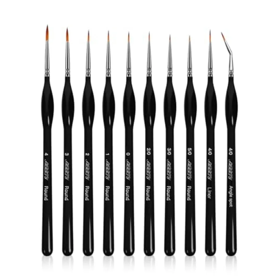 

10Pcs Detailing Paint Brushes, Miniature Painting Brushes for Acrylic, Oil, Watercolor, Art Painting Brushes with Triangular Ha