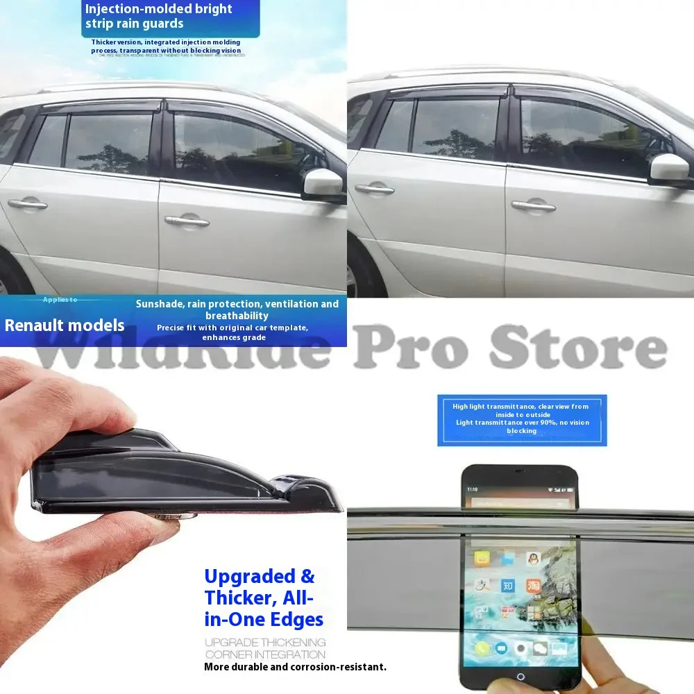 

1 set compatible with Renault Koleos window rain guards Koleos Clio Cardboard Scenic Fluence car window rain visors injection mo