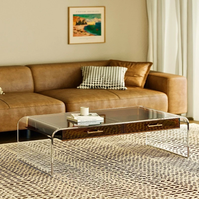 

Double-layer coffee table, living room household small apartment tea table, minimalist small table, light luxury high-end small