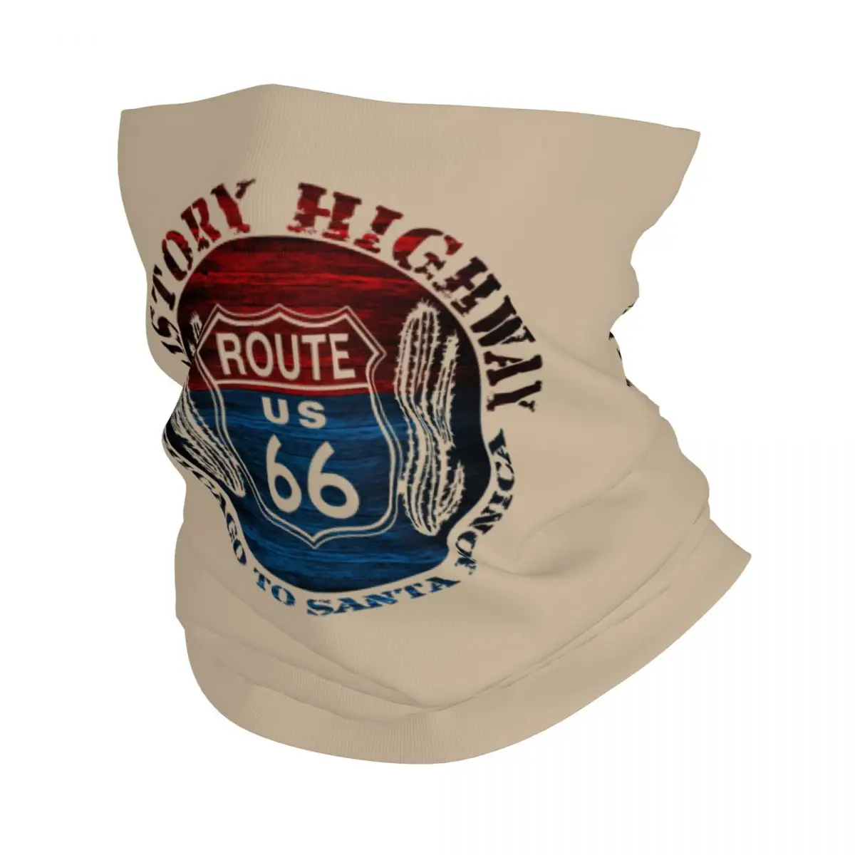 Custom Route 66 America Road Vintage Trip Neck Gaiter Women Men UV Protection Winter Bandana Scarf for Cycling