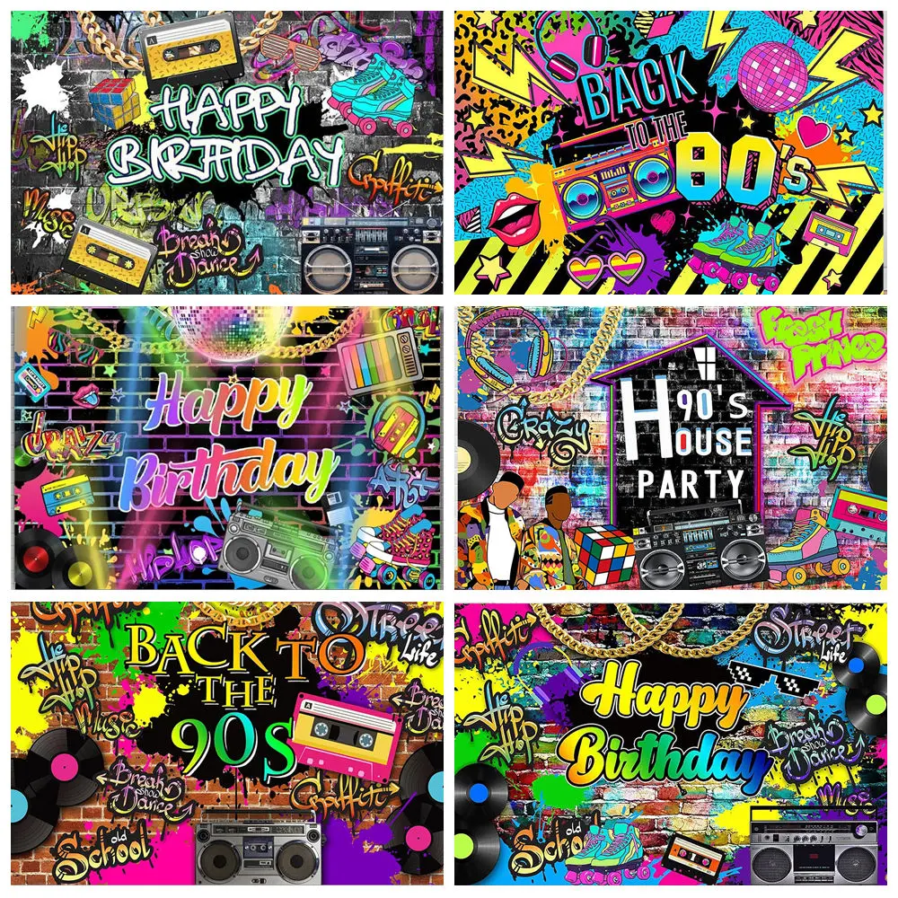 

Graffiti 80's 90's Backdrop Urban Retro Birthday Party Background Hip Hop Rock Party Cake Table Decor Banner Photo Booth Props