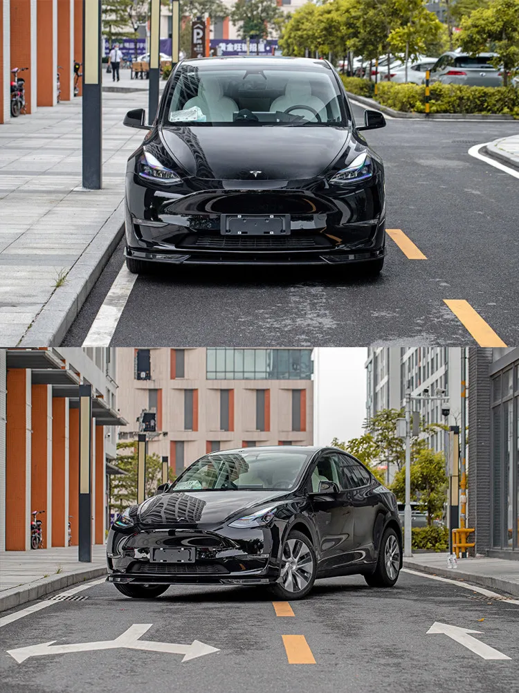 Paraurti anteriore per Tesla Model Y 2021-2023 paraurti anteriore in fibra di carbonio ABS colore nero lucido