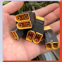 2 pcs XT60 XT90 T Parallel/Series Adapter Connectors No Wire 1 Female to 2 Male/1 Male to 2 Female Plug for RC Lipo Battery