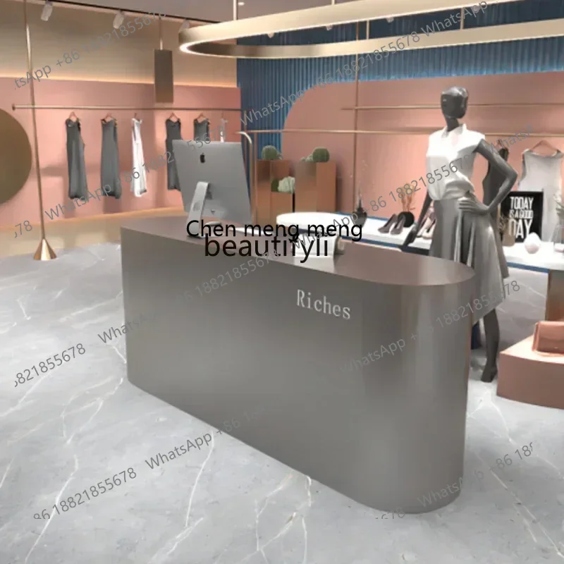 

X AStainless Steel Cashier Clothing Store Bar Simple Reception Desk Gym Front Desk Hairdressing Shop