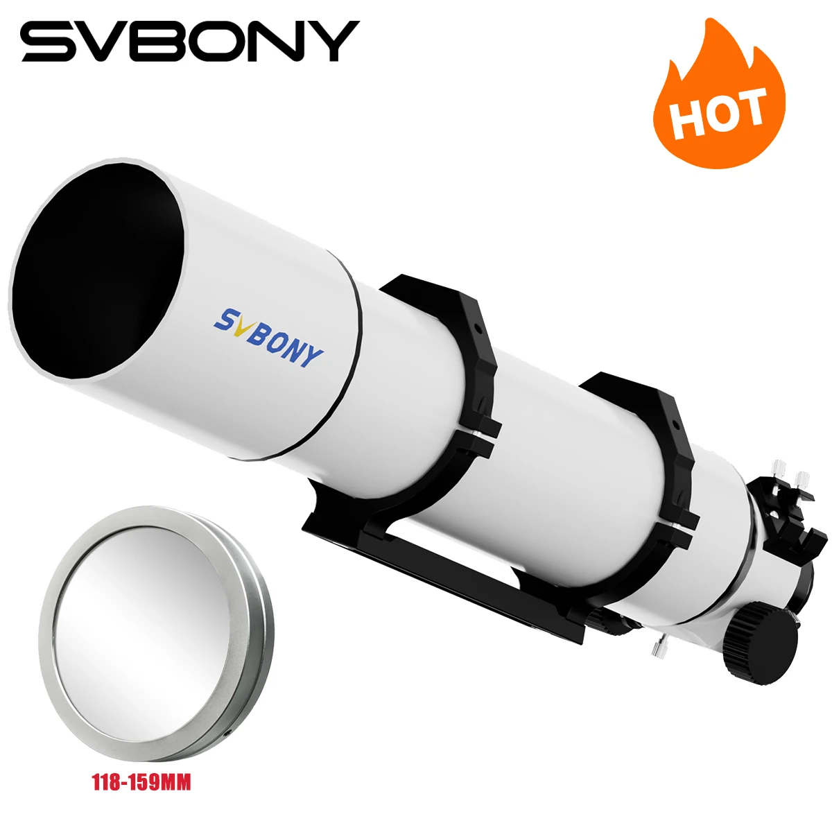 Telescópio Refrator Acromático Svbony SV48P 102mm e Conjunto de Filtro Solar SV229 para Observação Solar e Visual