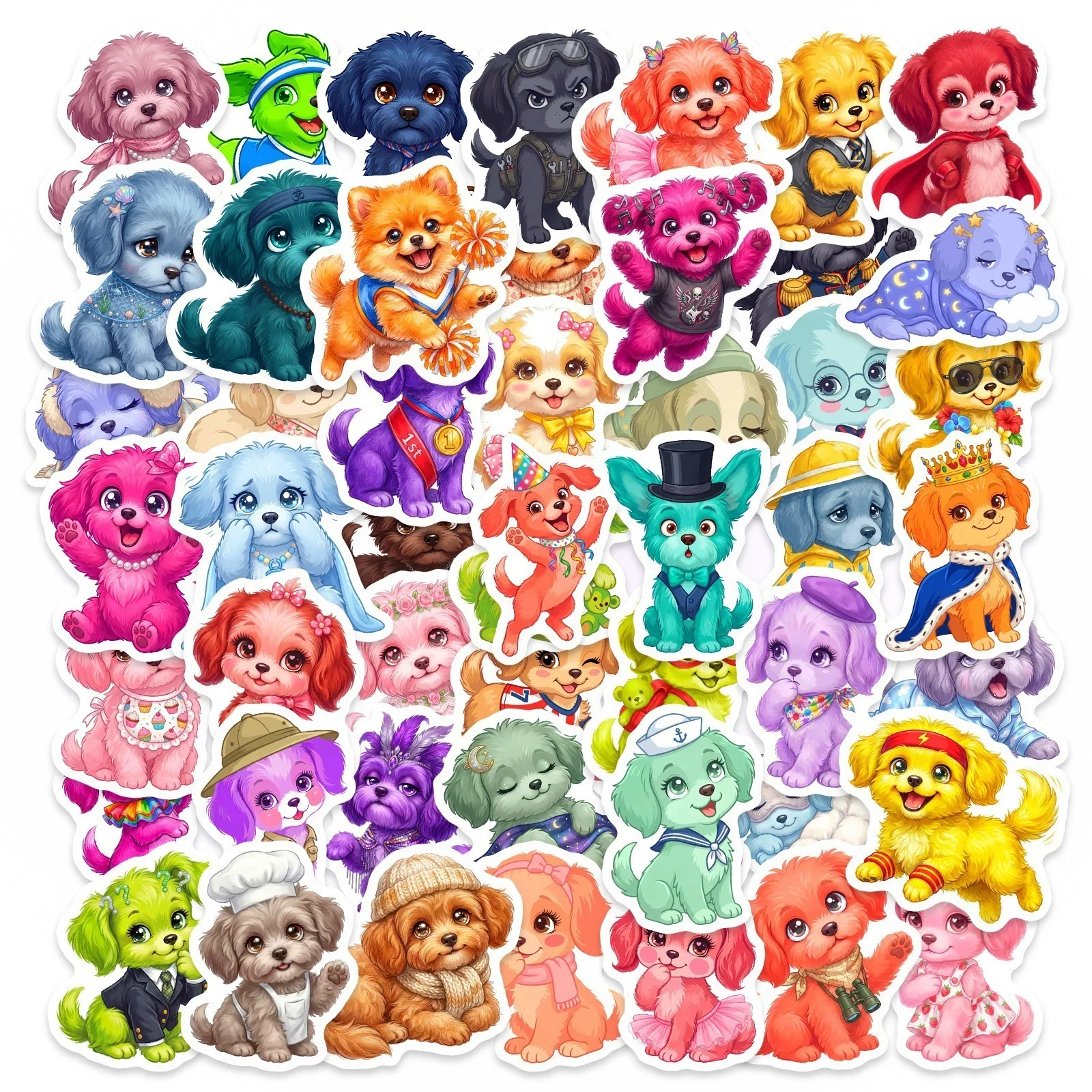 

50/100 Pcs Cute HD Cartoon Puppy Pattern Stickers DIY Game for Phone Stationery Box Furniture Fridge Desk Removable Waterproof