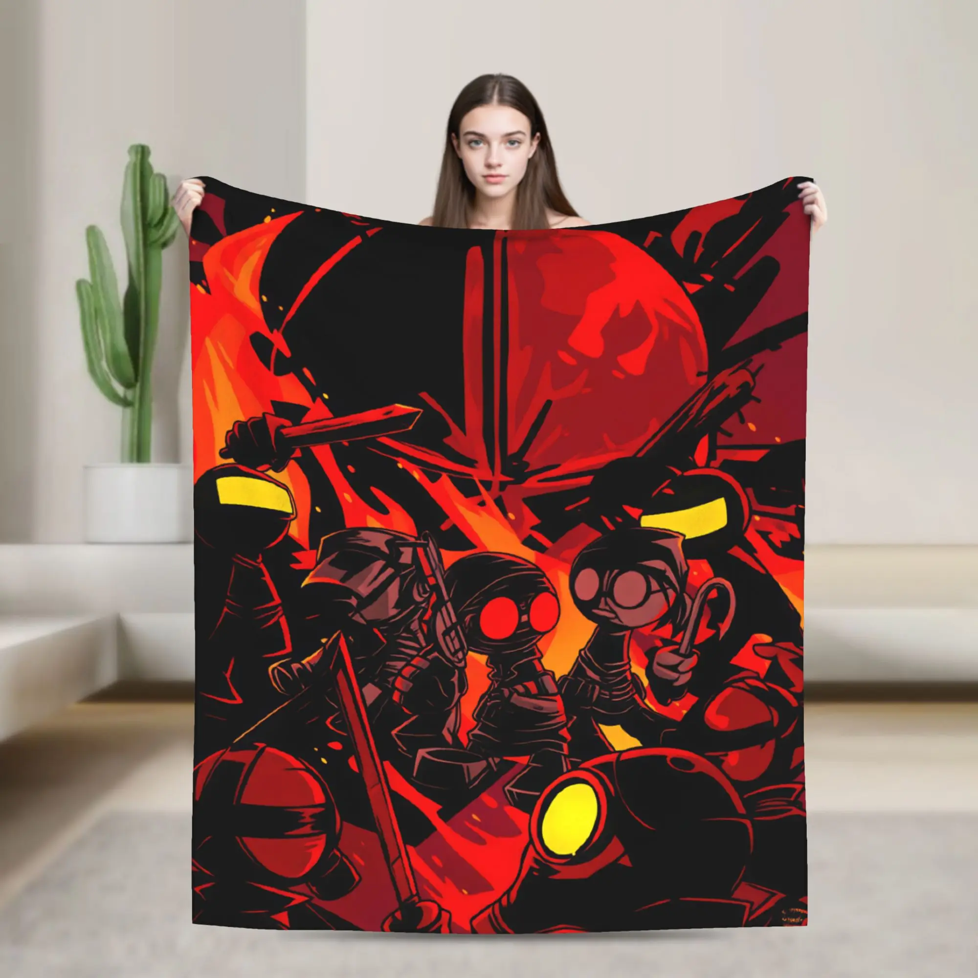 MADNESS COMBAT Flannel Blanket  Warm Soft Throw Blanket for Bedroom Picnic Fluffy Bedspread Sofa Bed Cover
