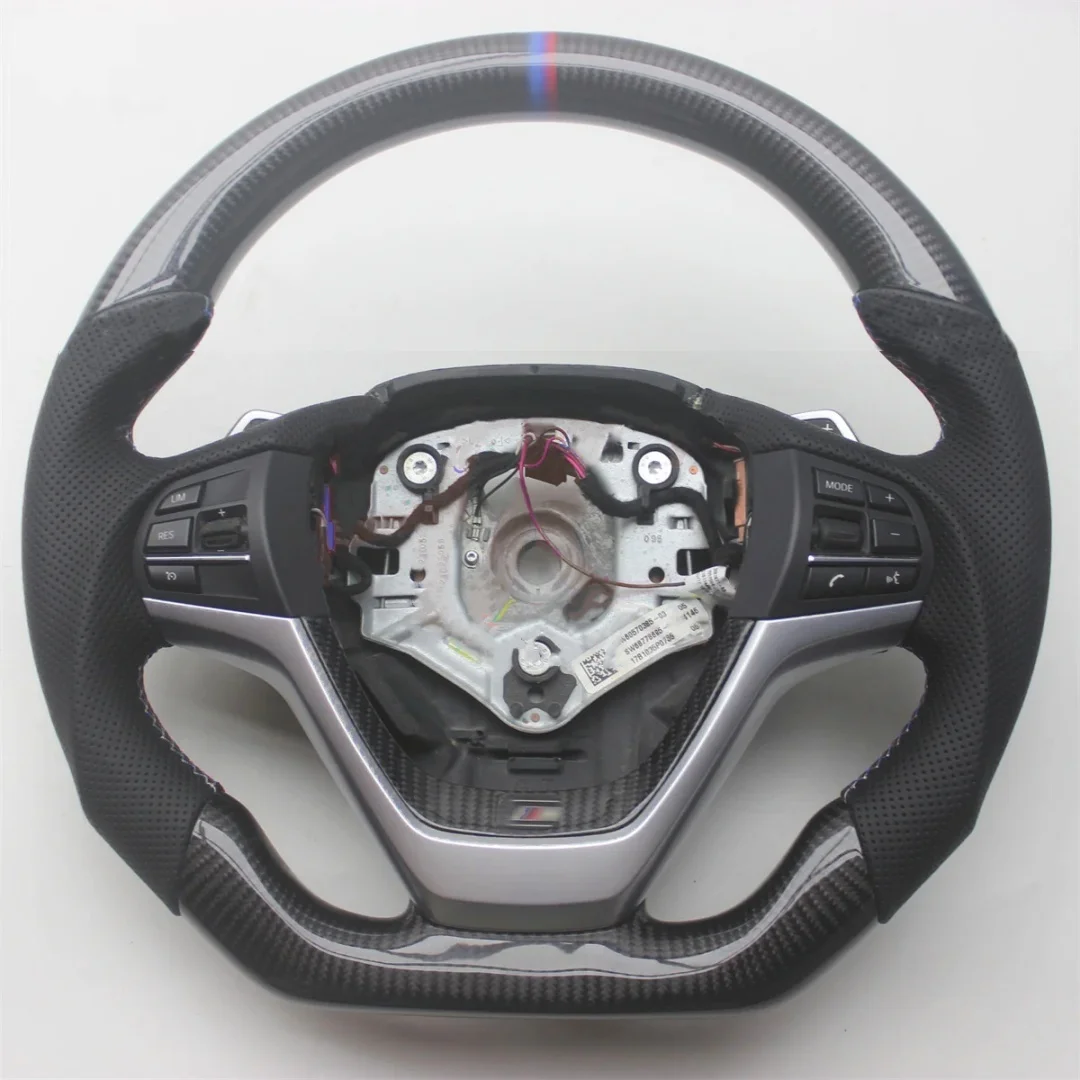 Replacement For BMW X5 F15 X6 F16 Leather Real Carbon Fiber Steering Wheel