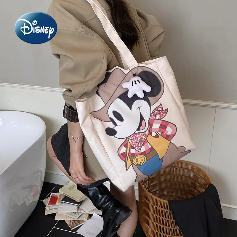 Disney Mickey New Women's Handbag Large Capacity Fashion Women's Shoulder Bag Canvas Casual Fashion Storage Cartoon Women's Bag