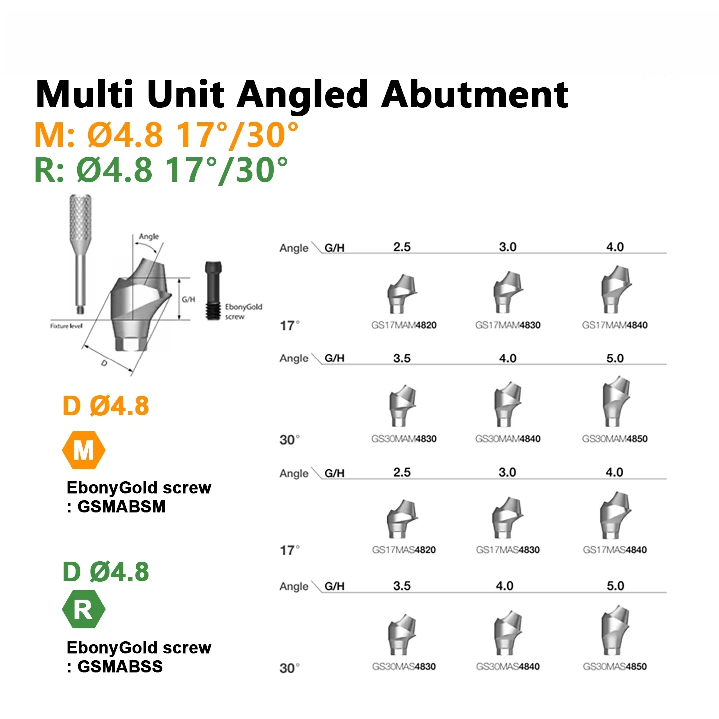Multi-unit Angled Abutment 17°30° For Dental Angled MUA Multi Unit Abutment Osstem TS System Multi Unit Angulated Abutment