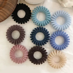 1pcs Elastic Hair Band Women Hair Rubber Band Spiral Flocking Hair Tie High Elasticity Telephone Wire Hair Accessories New