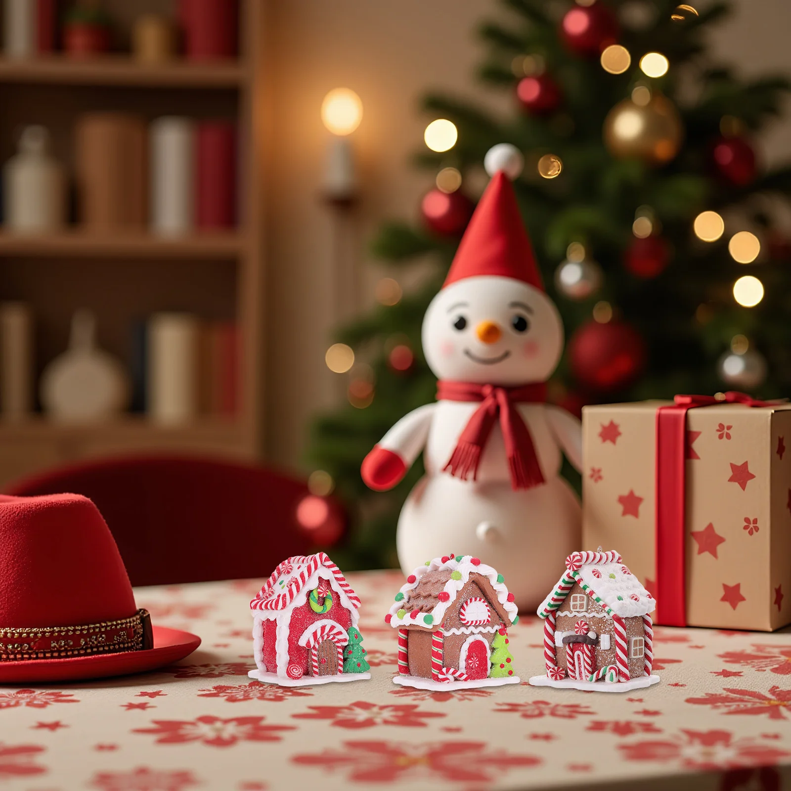 

3Pcs Mini Gingerbread Ornaments Handcrafted Clay Christmas Tree Hanging Decorations for Holiday Party Scene Layout