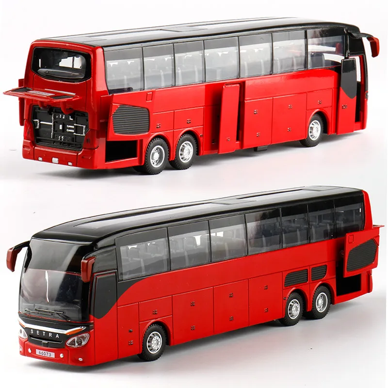 Autobús Turístico De Juguete 1:32 Con Luces Y Música – Techo Abierto, Puertas Que Se Abren Y Función Pull-Back