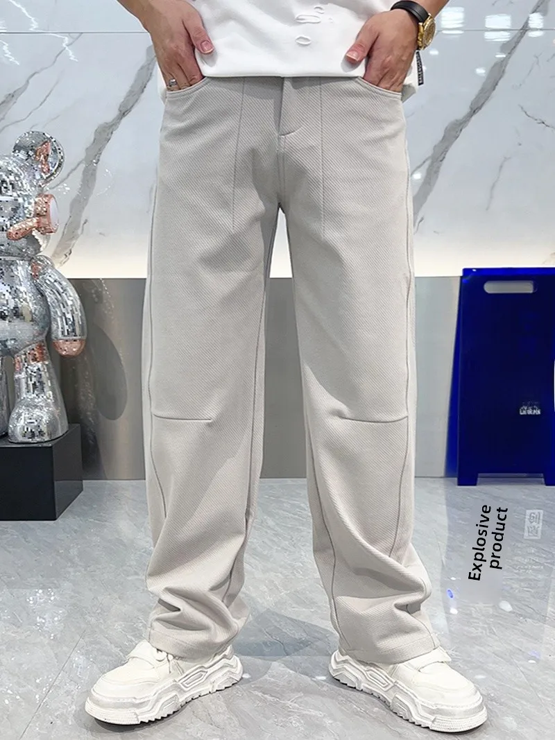 

Мужские повседневные брюки прямого кроя, удобные, модные, простые, свободного кроя, летние, осенние, стильные, длинные брюки