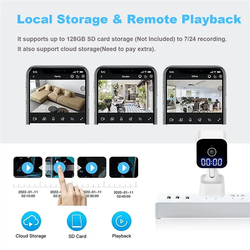 Clock Monitoring Camera 1080P Mini Wifi Surveillance Cam With Night Vision And Sound Detection Way Audio Siren