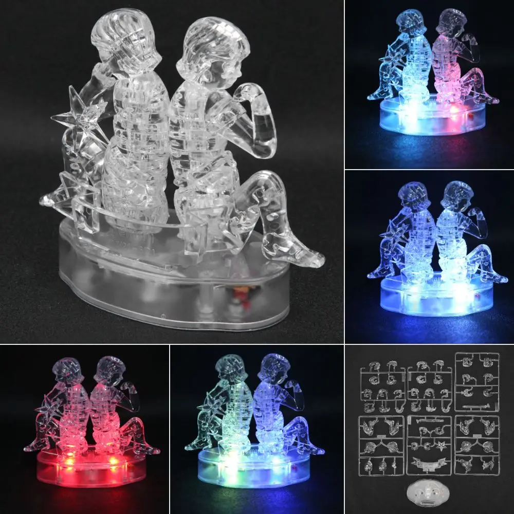 Creative Gemini Shape Constellations Crystal Puzzle Three-Dimensional DIY LED Light Puzzle Puzzle Desktop Decoration