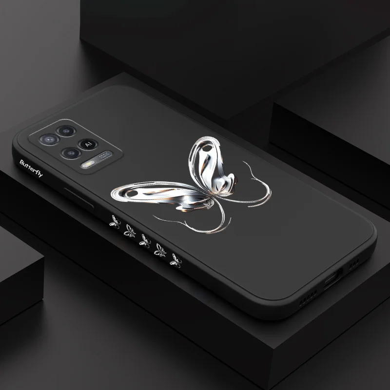 Metal Butterfly Phone Case For OPPO A54 A74 A57 A77 A78 A96 A76 A95 A94 A83 A53 A72 A52 A9 A5 A12 A31 2020 S 4G 5G Cover